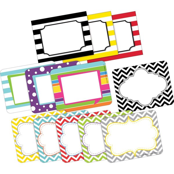 Barker Creek Chevron & Stripes Name Tags/Self-Adhesive Labels, Multi-Design Set, 180/Set 3784